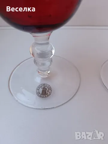 2 бр червени чаши, ръчна изработка, духано стъкло , снимка 2 - Антикварни и старинни предмети - 49890439