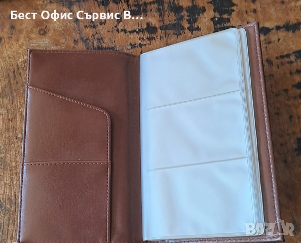 визитник изкуствена кожа кафяв луксозен за 72 визитки, снимка 2 - Ученически пособия, канцеларски материали - 52381619