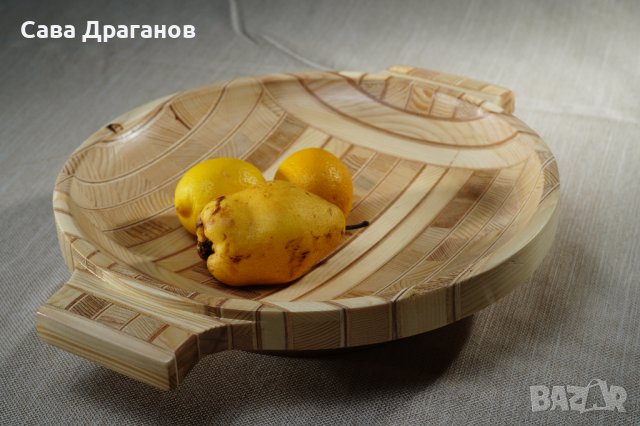 Дървена купа с дръжки, снимка 3 - Други - 40359045