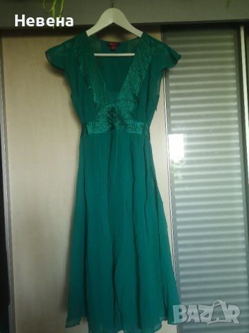 Зелена Рокля естествена коприна размер M- L, снимка 1