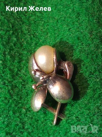 ПЕРЛЕНА АНГЛИЙСКА СРЕБЪРНА ВИНТИДЖ ОБЕЦА СРЕБРО 925 с ЕСТЕСТВЕНА БЯЛА ПЕРЛА ЮВЕЛИРНА ИЗРАБОТКА 38140, снимка 5 - Обеци - 40940700