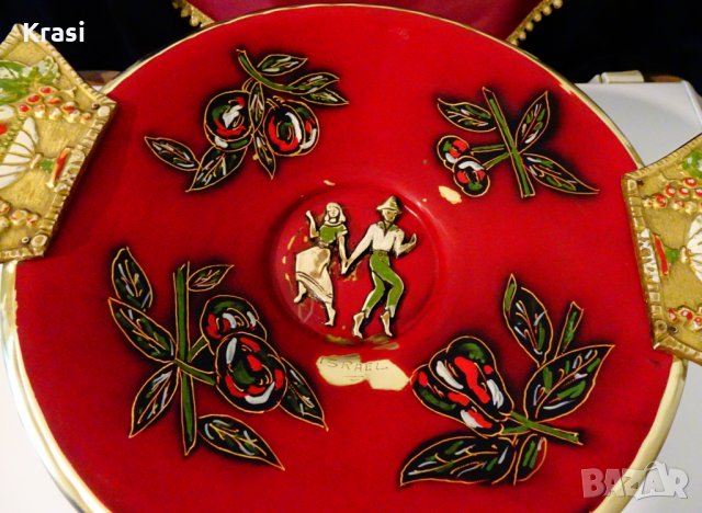 Висока бронзова фруктиера Израел 38 см.,720 гр. , снимка 6 - Антикварни и старинни предмети - 33932216