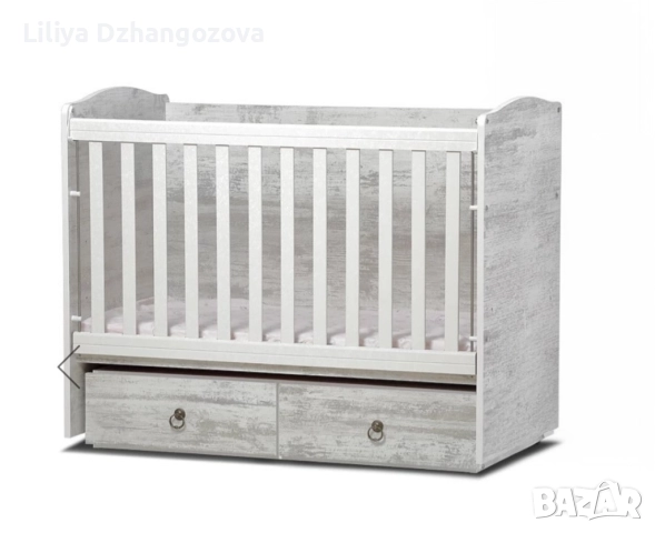 Нова бебешка кошара 70/140 с подвижна решетка антик с матрак Бамбук Лукс ЛДК Comfort Line - Трислоен