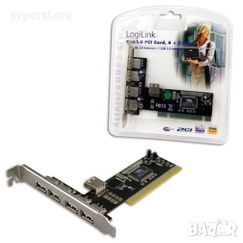 Интерфейсна карта PCI USB 2.0 х4 порта  LogiLink SS300764