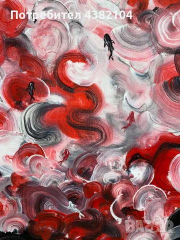 Абстрактна koi fish картина, снимка 3 - Картини - 49771225