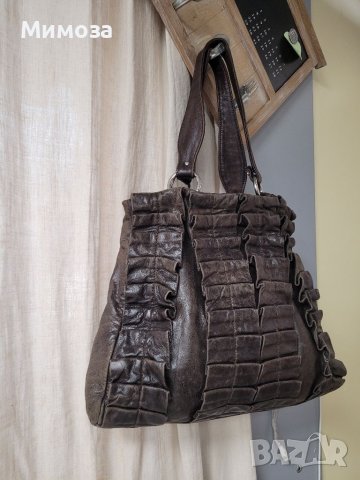 Тъмнокафява чанта ЕСТЕСТВЕНА КОЖА , снимка 12 - Чанти - 41687825