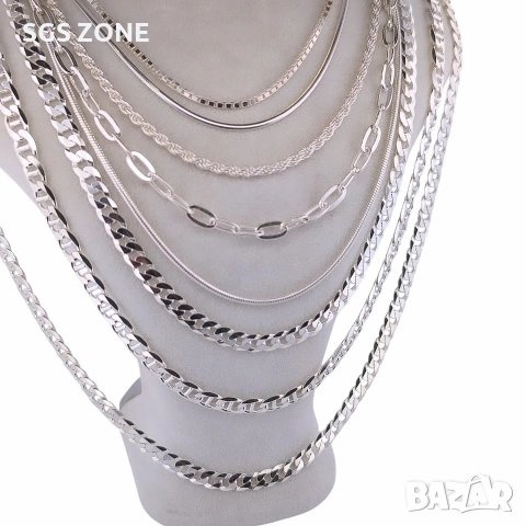 Стилна сребърна верижка от Италия с родиево покритие , снимка 4 - Колиета, медальони, синджири - 53124203