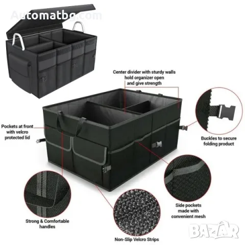 Комплект органайзер с хландилна чанта Automat, За багажик на МПС, Сгъваем, Черен, 60x35x35см, снимка 3 - Аксесоари и консумативи - 48691945