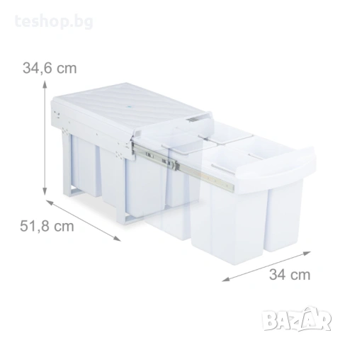 Бял кош за еднократни отпадъци за монтаж в шкаф под мивка Relaxdays, снимка 5 - Органайзери - 53652274