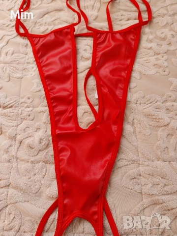 4XL Ярко червено, кожено,еротично боди , снимка 5 - Бельо - 53702157