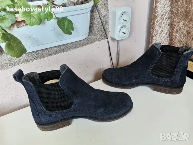 Сини Боти Tamaris 38.5н естествен велур , снимка 12 - Дамски боти - 56189054