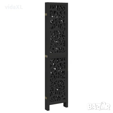 vidaXL Разделител за стая, 5 панела, черен, дърво пауловния масив, снимка 5 - Паравани - 56147357