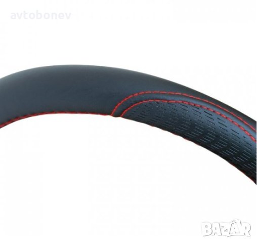 Калъф за волан - 2019 - черен с червен конец М-38см, снимка 2 - Аксесоари и консумативи - 40291661
