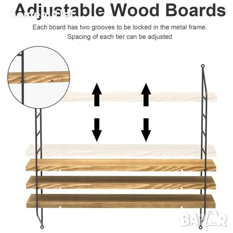 ПРОМОЦИЯ Стенна етажерка на 3 нива UNHO XJJ444-BN, снимка 4 - Етажерки - 49115608