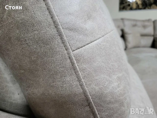 Кремав ъглов диван от плат La-z-boy с електрически релакс механизъм, снимка 11 - Дивани и мека мебел - 50841743