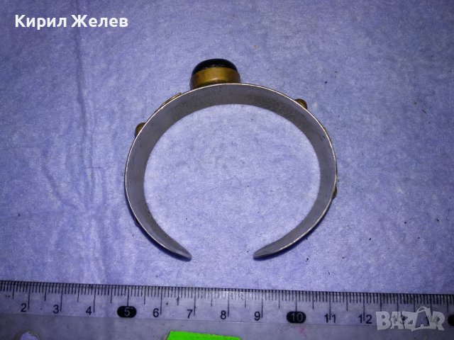 ВЕЛИКОЛЕПНА СКЪПОЦЕННА СРЕБРИСТА РЕТРО ГРИВНА от БРОНЗ и МЕД с ШЛИФАВАН РЪЧНО ЧЕРЕН ОНИКС 38348, снимка 6 - Антикварни и старинни предмети - 41265552