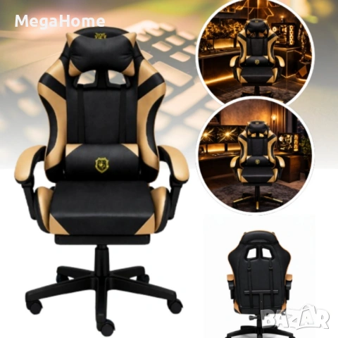 Геймърски стол Primaveo с Масажна функция, Прибираща се поставка за крака и Възглавници, снимка 7 - Столове - 53449856