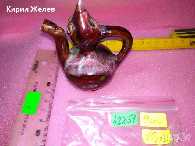 КЕРАМИЧНО БЪРДУЧЕ СВИРКА РЪЧНА МАЙСТОРСКА ИЗРАБОТКА ТРАДИЦИОНЕН ЕТНО СУВЕНИР ГЛЕДЖОСАНА ГЛИНА 42851, снимка 11 - Декорация за дома - 44297403