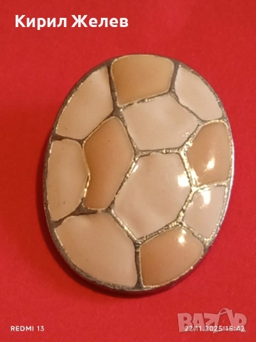 ОВАЛЕН МЕДАЛЬОН с МОЗАЕЧЕН ЕМАЙЛ в ПРАСКОВЕНИ и КРЕМАВИ ТОНОВЕ АРТ БИЖУ 26018, снимка 6 - Колиета, медальони, синджири - 52503334