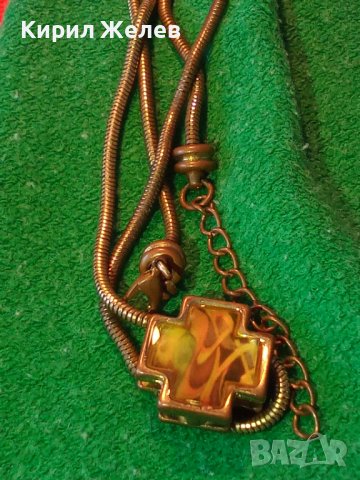 СТАРО ВИНТИДЖ АРТ ЗЛАТИСТО КОЛИЕ с КРЪСТ 23375, снимка 14 - Колиета, медальони, синджири - 37744042