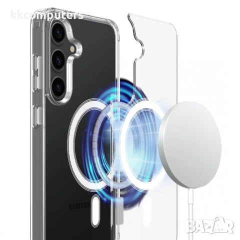 Прозрачен Магнитен Калъф за Samsung S26 - TPU+Акрил, Повдигнати ръбове, Прозрачен, снимка 3 - Калъфи, кейсове - 53854816
