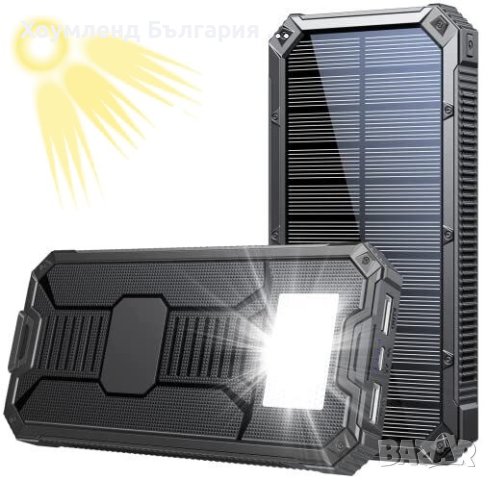 Мощна соларна батерия 10000mAh POWERBANK с фенер, снимка 1 - Соларни лампи - 40705688