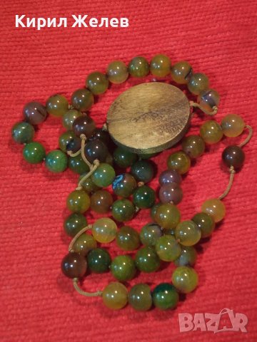 ШАРМАНТНА СКЪПОЦЕННА ХЕНД МЕЙД АРТ ОГЪРЛИЦА ЗЕЛЕН МРАМОРЕН НЕФРИТ и САНДАЛОВО ДЪРВО 26059, снимка 16 - Колиета, медальони, синджири - 40684831