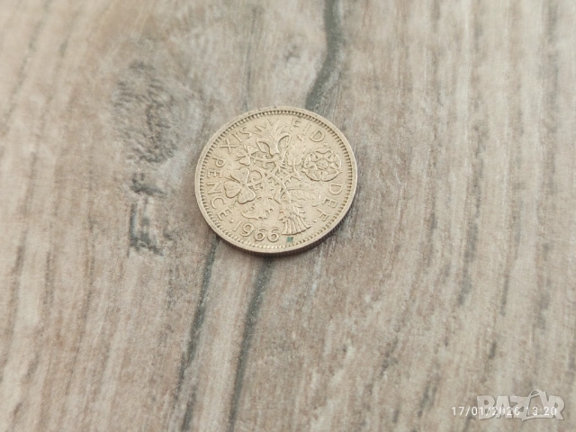 Монета 1966 Великобритания Six Pence 6 pence (Elizabeth II - 1st portrait), снимка 2 - Нумизматика и бонистика - 53300139