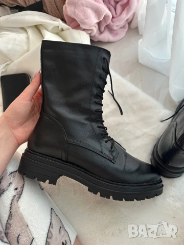 Marco Tozzi естествена кожа черно боти, снимка 5 - Дамски боти - 53137679