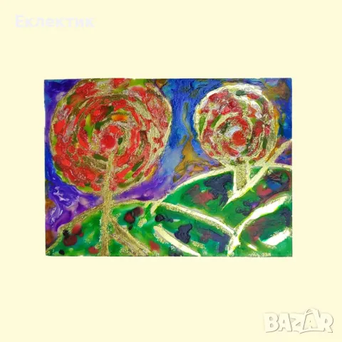 Ябълкови дървета. Акрил върху стъкло, снимка 8 - Декорация за дома - 48258947