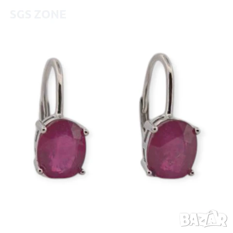 СРЕБЪРНИ ОБЕЦИ С РУБИН, САПФИР, ИЗУМРУД , снимка 4 - Обеци - 51143723