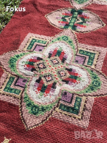 Старо ръчно тъкано килимче черга рогозка килим пътека, снимка 2 - Антикварни и старинни предмети - 53340373