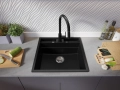 Черна кухненска мивка за вграждане Берген 60 Double Pocket 560x540 мм, снимка 5
