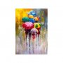 100х70см Картина-канава "Шарени чадъри под дъжда" ☂️☔, снимка 1