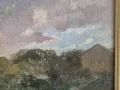 Георги Стефанов Митов 1875-1900 пейзаж край Казанлък маслени бои, снимка 4