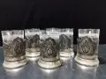 Руски посребрени стакани подстакани мнц, снимка 1