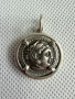 Сребърен медальон с вградена монета на  Александър Велики. №7776, снимка 2