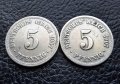 Стара монета 5 пфенига 1907 г. буква А , 2 броя - Германия - топ цена, снимка 2