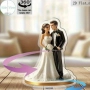 въртяща 360 ° Младоженци булка с букет двойка сватба 2D Акрилна Фигурка топер за торта връх, снимка 2