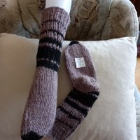 ръчно плетени дамски чорапи от вълна размер 38, снимка 1 - Дамски чорапи - 41763907
