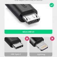 UGREEN Micro USB 2.0 OTG кабел Micro USB мъжко към USB женско, снимка 2 - USB кабели - 40105594