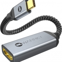 Warrky USB C към 4K HDMI адаптер, позлатен конектор против смущения, Thunderbolt 3, снимка 1 - Кабели и адаптери - 36039828