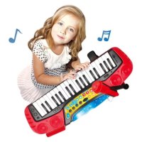 Детска йоника с 37 клавиша, Светлина, Звукови ефекти, Демо песни, Микрофон, Столче, 3+, снимка 2 - Музикални играчки - 41903671