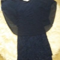 ИЗКЛЮЧИТЕЛНО КРАСИВА тъмносиня рокля - дантела и шифон, снимка 1 - Рокли - 42143442