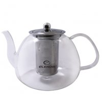 Стъклен огнеупорен чайник с цедка Елеком ЕК-ТР1200-1200мл, снимка 1 - Аксесоари за кухня - 39295574