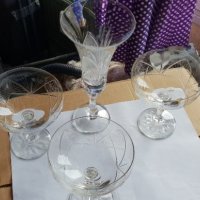 Кристални чаши за шампанско - 3бр , снимка 1 - Чаши - 39123839