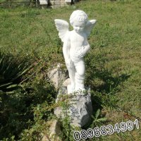 Градинска Фигура Статуя от Бетон - Ангел - бял цвят, снимка 3 - Градински мебели, декорация  - 35852541