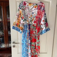 Дълга нова памук памучна елегантна ежедневна рокля тип кимоно широк ръкав флорален принт цветя , снимка 9 - Рокли - 41659723