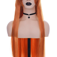 Аниме оранжева 100 см перука, снимка 2 - Аксесоари за коса - 44919393
