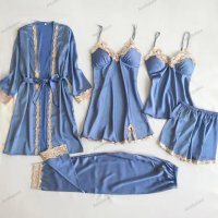 Дамска секси дантелена пижама. Комплект от пет части, 5цвята , снимка 6 - Пижами - 41697580